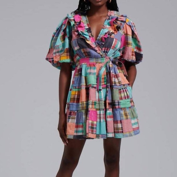 Love The Label Dresses & Skirts - Love the Label Plaid Patchwork Wrap Dress
